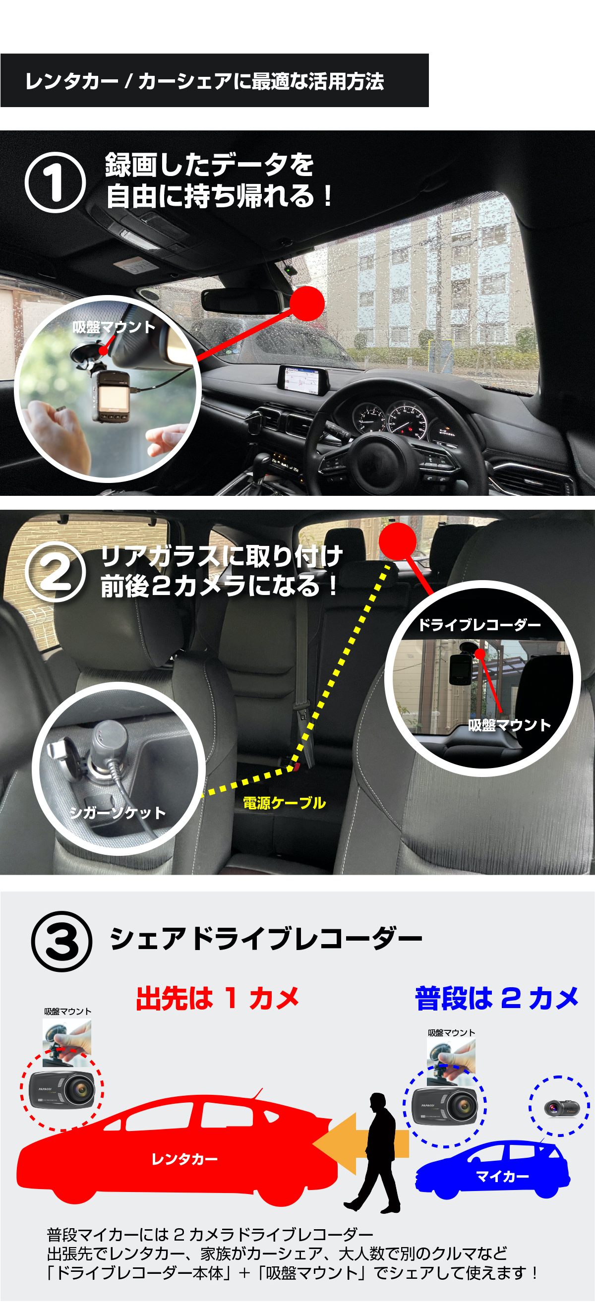 特集 レンタカーやカーシェアにもドライブレコーダーは必要なの ドライブレコーダーpapago パパゴ